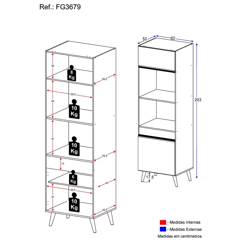 Paneleiro 2 Portas para Forno e Microondas Multimóveis Veneza GW FG3679 Branco