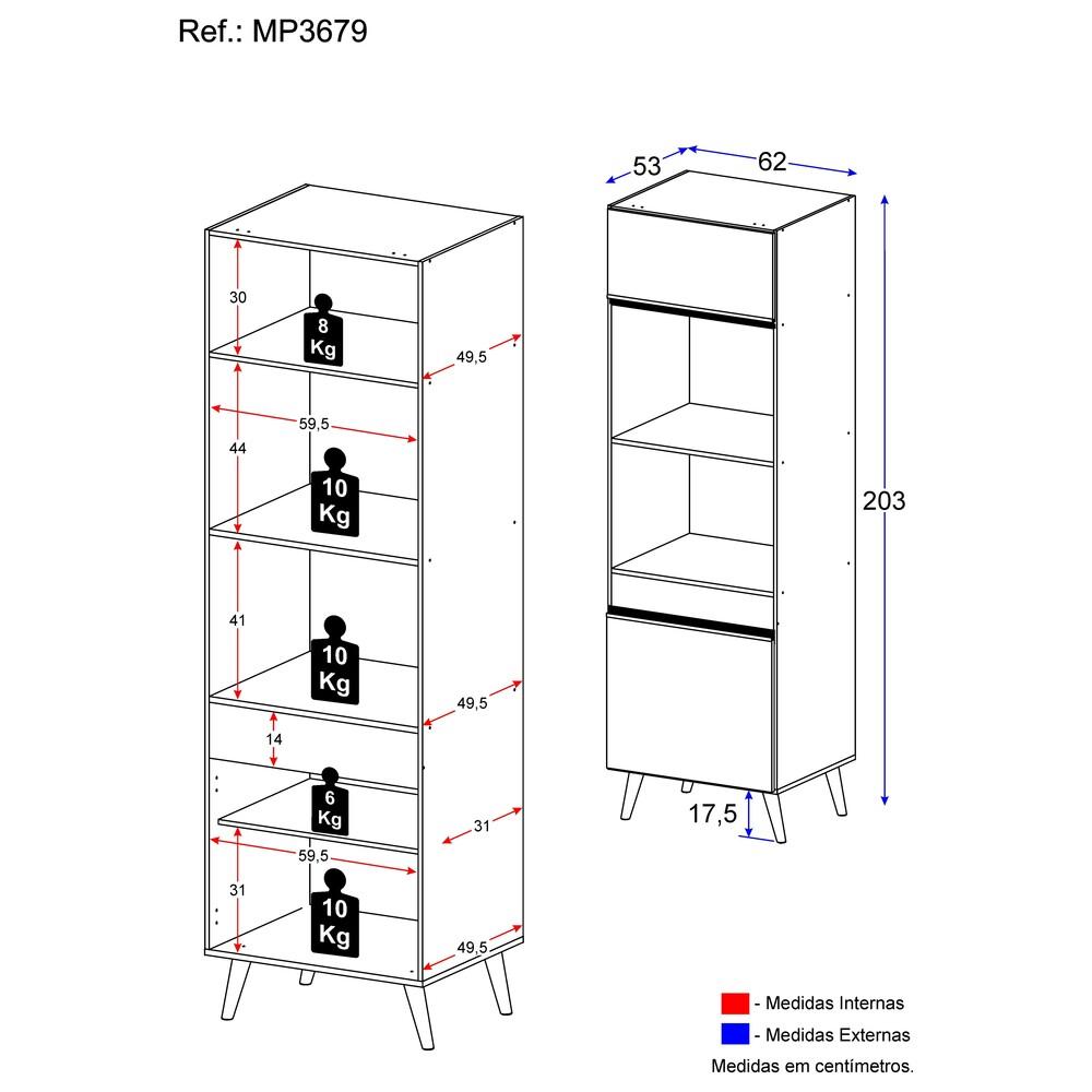 Paneleiro 2 Portas para Forno e Microondas Veneza Multimóveis MP3679.891 Branco