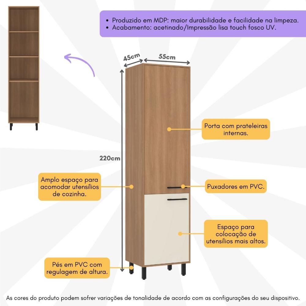 Paneleiro 55cm com 2 Portas Havana Multimóveis CR20313 Rovere/Champanhe