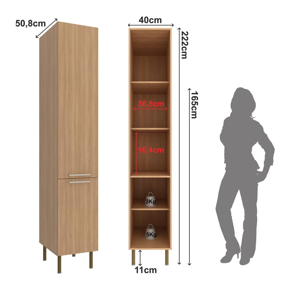 Paneleiro Armário de Cozinha com 2 Portas 40cm Multimóveis CR20413 Freijó