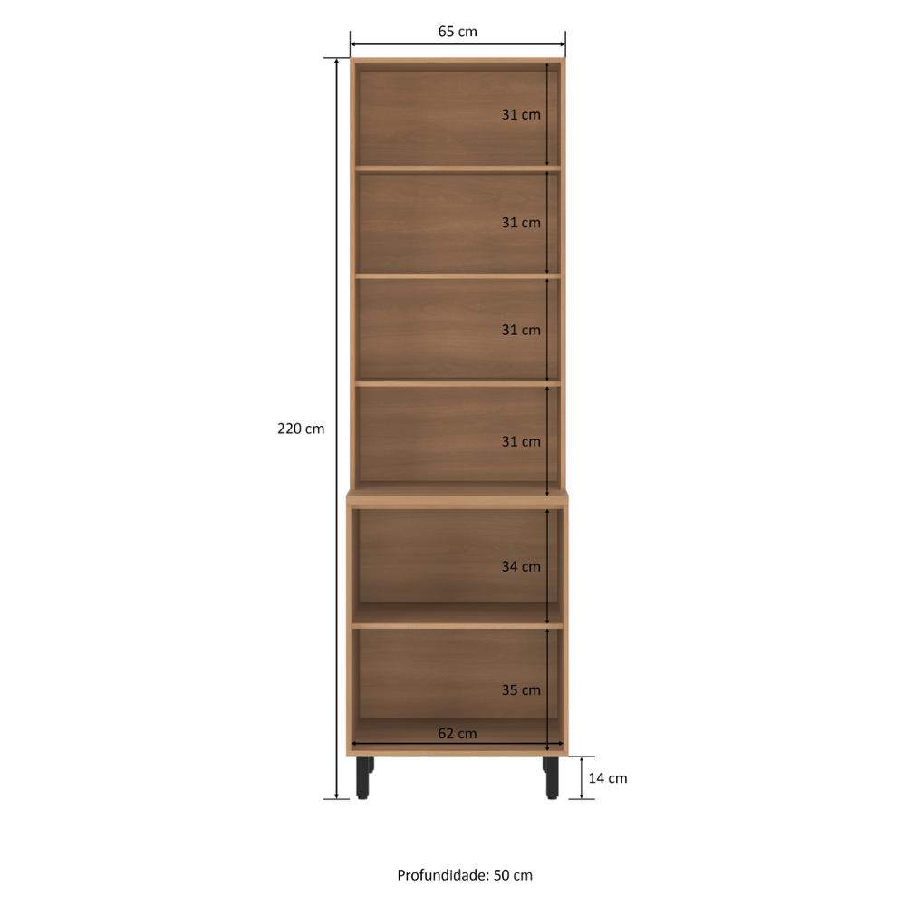 Paneleiro Cristaleira 65cm com Vidros e 4 Portas Havana Multimóveis CR20312 Rovere/Grafite