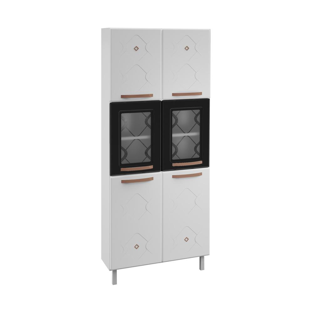 Paneleiro Duplo de Aço 80cm Regina Multimóveis Glass CR6133 Branco/Preto