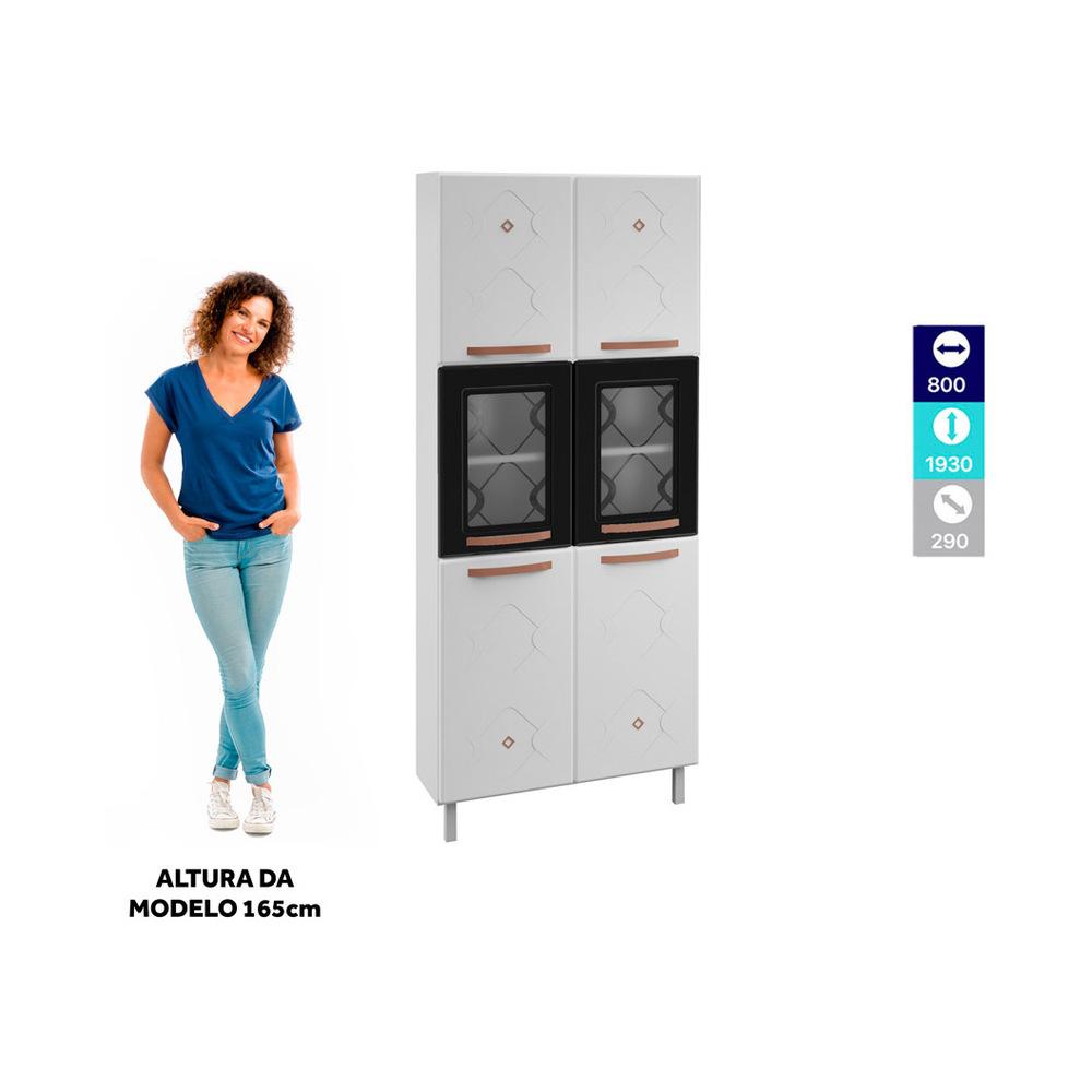 Paneleiro Duplo de Aço 80cm Regina Multimóveis Glass CR6133 Branco/Preto
