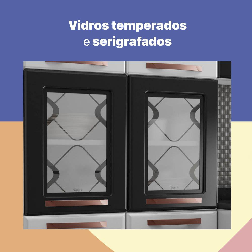 Paneleiro Duplo de Aço 80cm Regina Multimóveis Glass CR6133 Branco/Preto