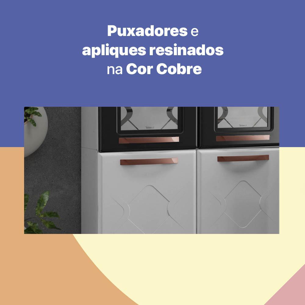 Paneleiro Duplo de Aço 80cm Regina Multimóveis Glass CR6133 Branco/Preto