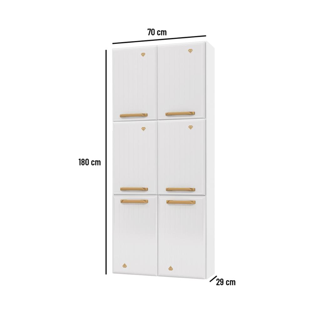 Paneleiro Duplo para Cozinha de Aço com 6 Portas 70cm Multimóveis CR20363 Branco
