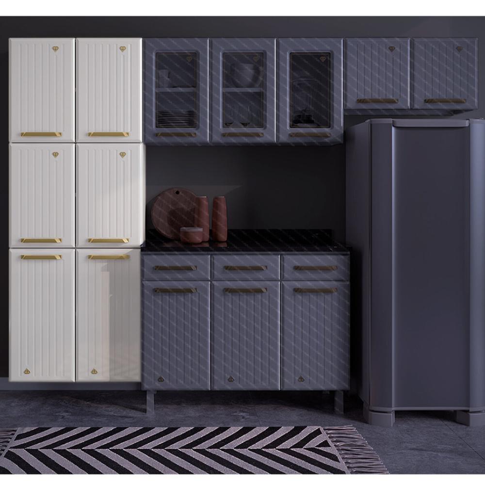 Paneleiro Duplo para Cozinha de Aço com 6 Portas 70cm Multimóveis CR20363 Branco
