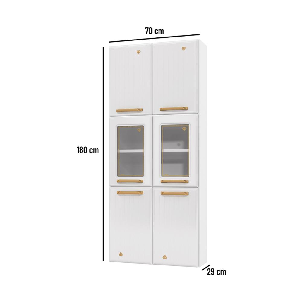 Paneleiro Duplo para Cozinha de Aço com Vidros 6 Portas Multimóveis CR20364 Branco