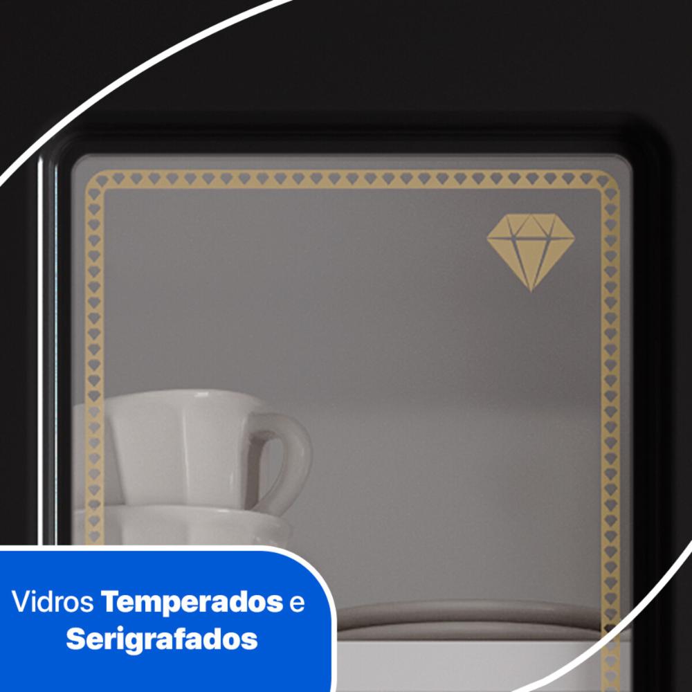 Paneleiro Duplo para Cozinha de Aço com Vidros 6 Portas Multimóveis CR20364 Branco/Preto