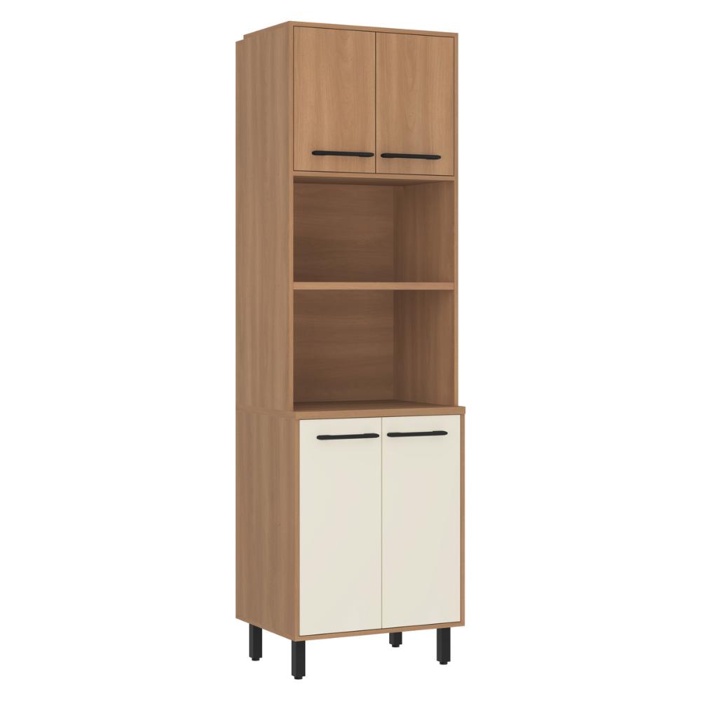Paneleiro Torre Quente 65cm para Forno e Micro-ondas 4 Portas Havana Multimóveis CR20311 Rovere/Champanhe
