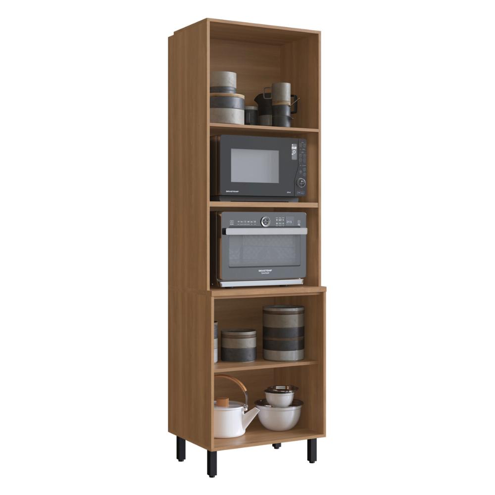 Paneleiro Torre Quente 65cm para Forno e Micro-ondas 4 Portas Havana Multimóveis CR20311 Rovere/Grafite