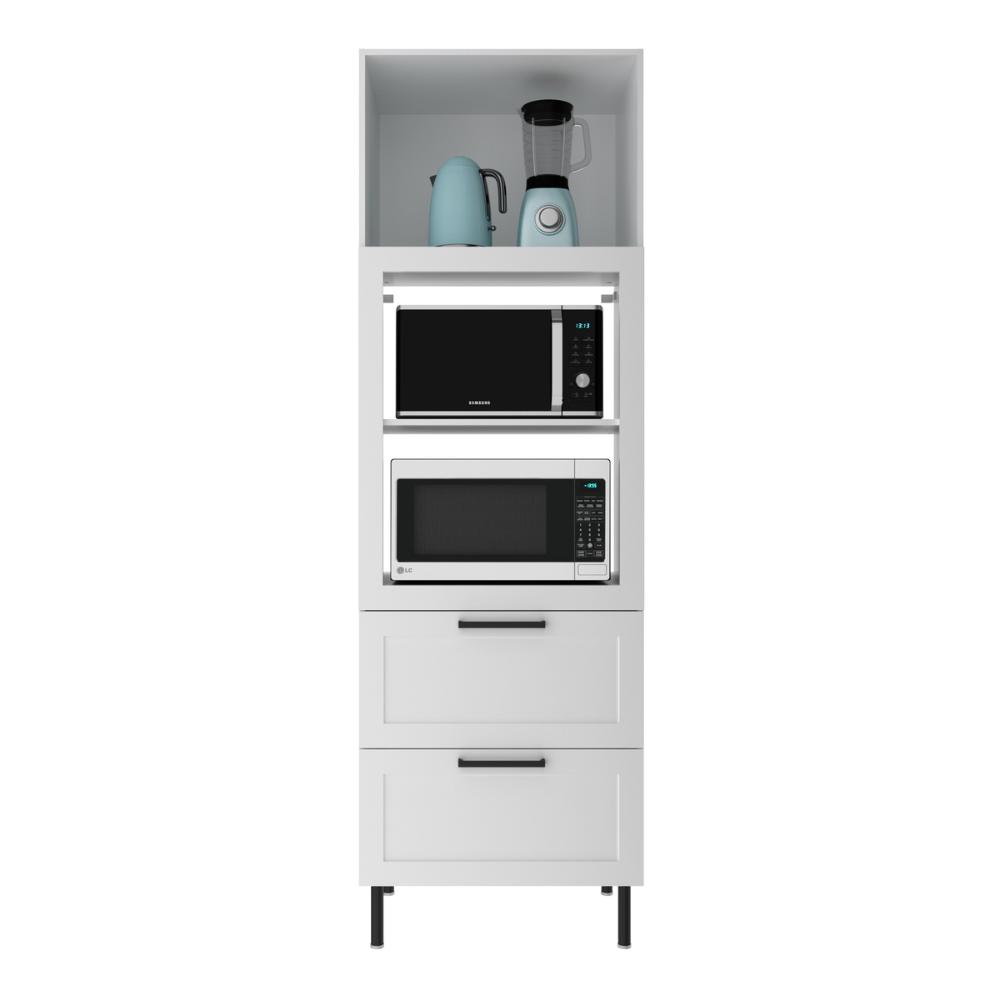 Paneleiro Torre Quente MDF para Forno/Micro-ondas 1 Porta 2 Gavetas 80cm Multimóveis CR20445 Branco