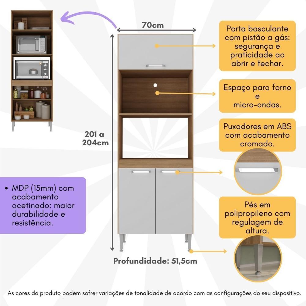 Paneleiro Torre Quente para Forno e Microondas Paris Multimóveis MP2186 Rustic/Branco