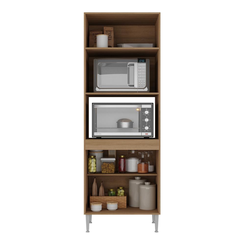 Paneleiro Torre Quente para Forno e Microondas Paris Multimóveis MP2186 Rustic/Branco