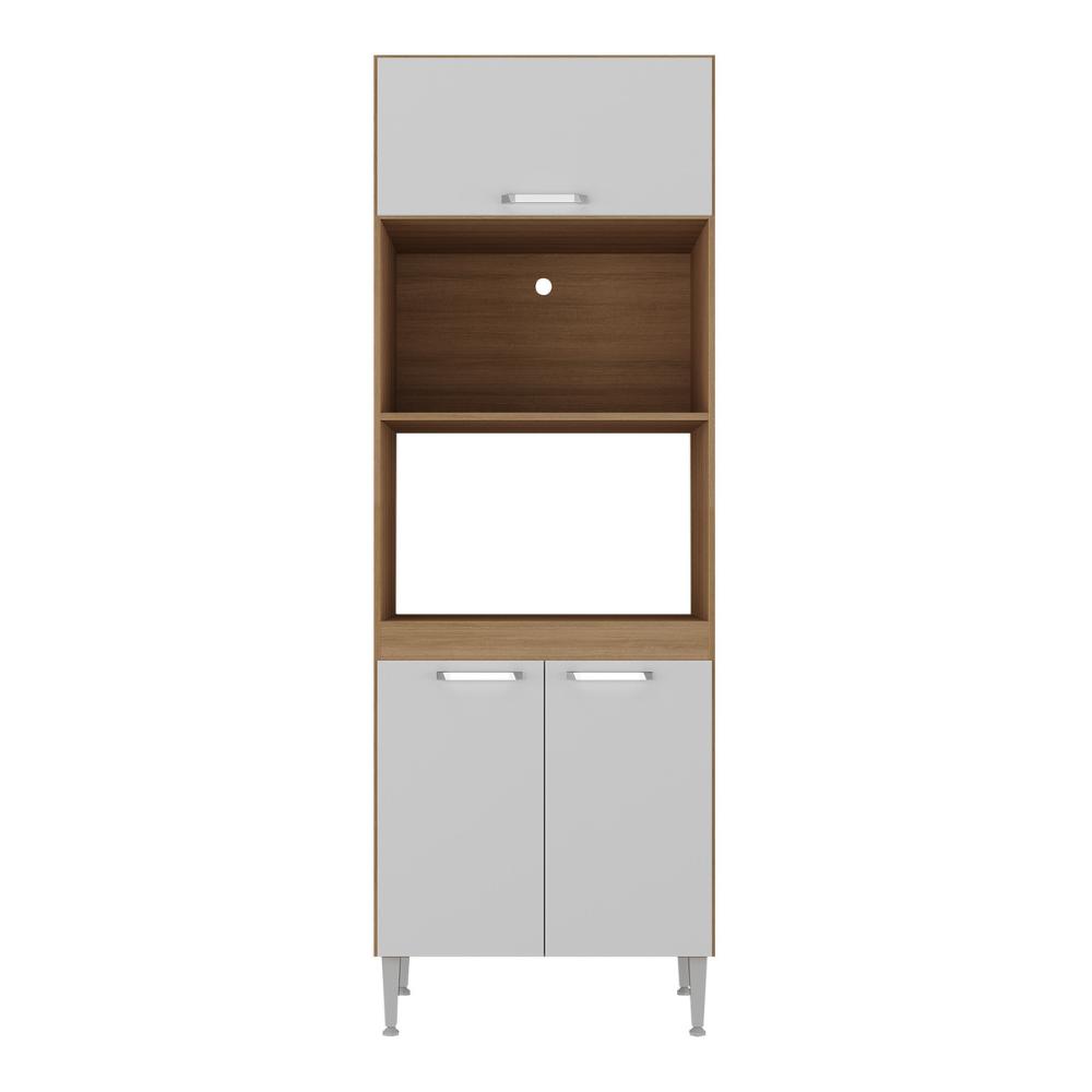 Paneleiro Torre Quente para Forno e Microondas Paris Multimóveis MP2186 Rustic/Branco