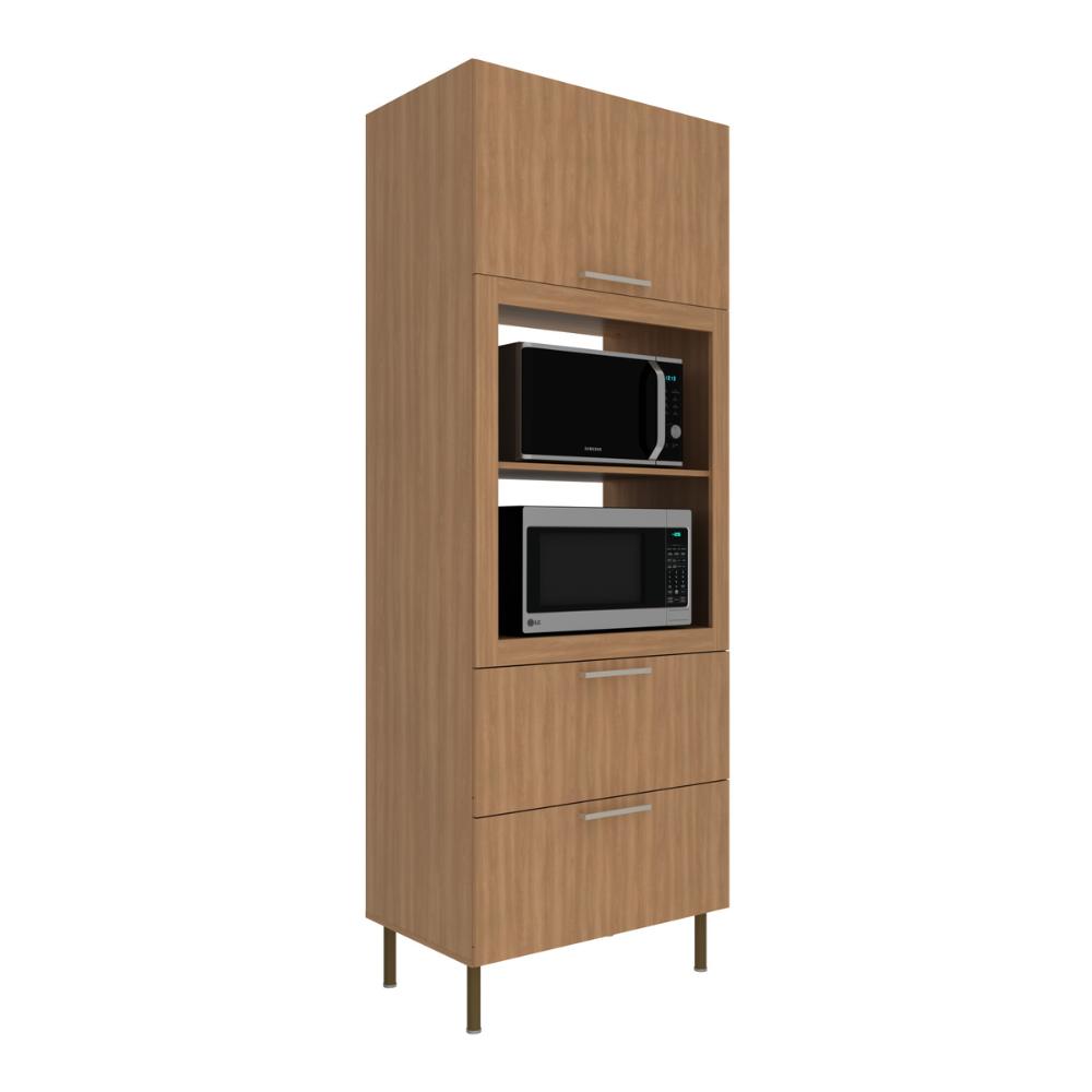 Paneleiro Torre Quente para Forno/Micro-ondas 1 Porta 2 Gavetas 80cm Multimóveis CR20443 Freijó