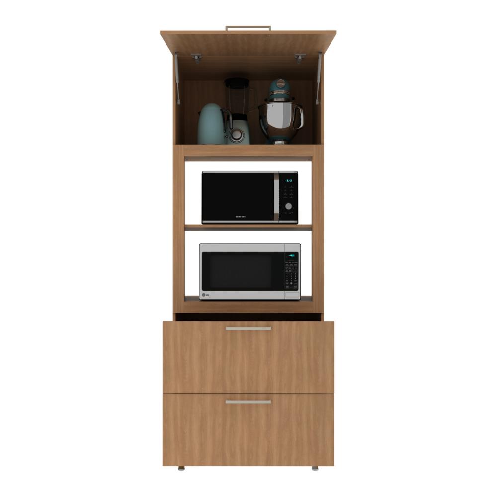 Paneleiro Torre Quente para Forno/Micro-ondas 1 Porta 2 Gavetas 80cm Multimóveis CR20443 Freijó