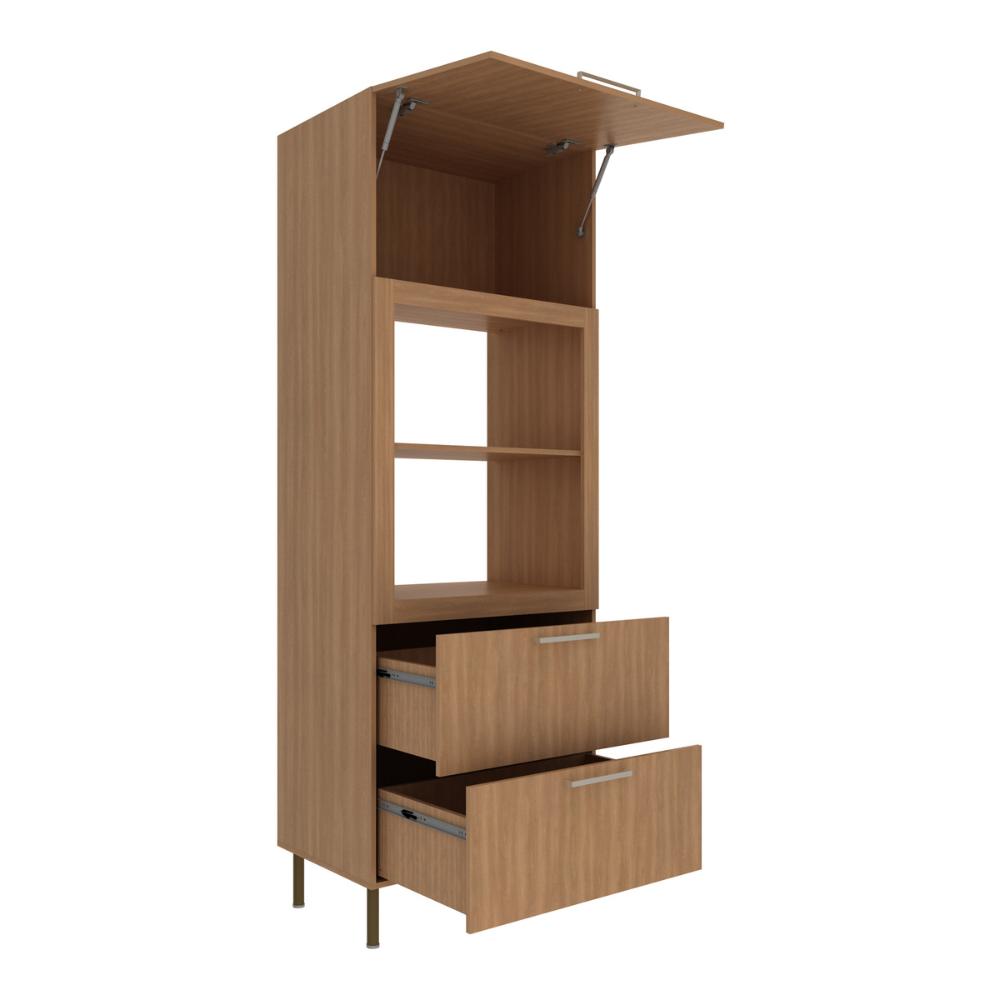 Paneleiro Torre Quente para Forno/Micro-ondas 1 Porta 2 Gavetas 80cm Multimóveis CR20443 Freijó