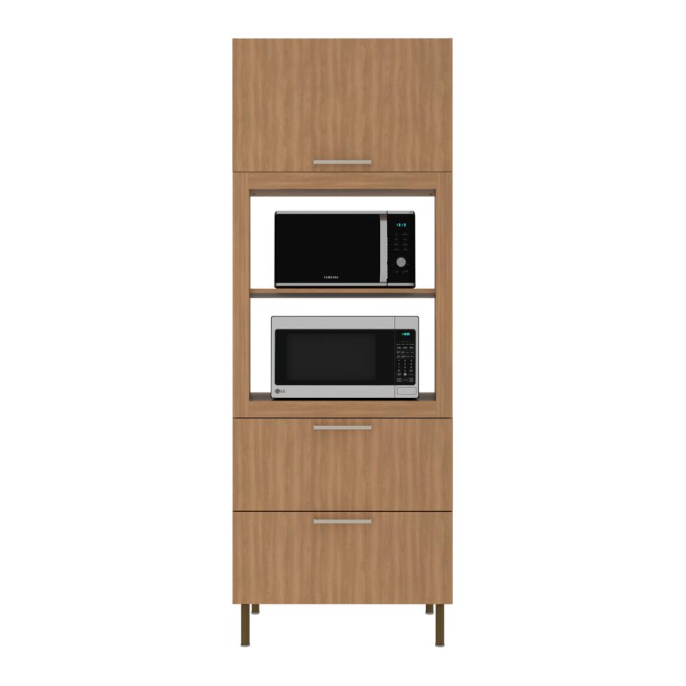 Paneleiro Torre Quente para Forno/Micro-ondas 1 Porta 2 Gavetas 80cm Multimóveis CR20443 Freijó