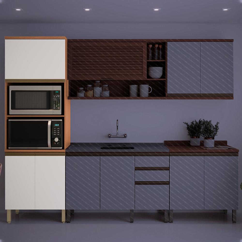 Paneleiro Torre Quente para Forno/Micro-ondas com 3 Portas Multimóveis CR20401 Freijó/Branco