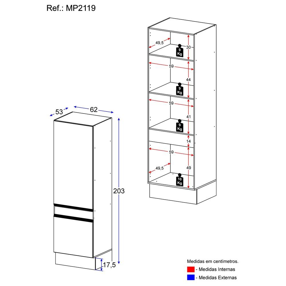 Paneleiro com Rodapé 2 Portas Veneza GW Multimóveis MP2119 Branco