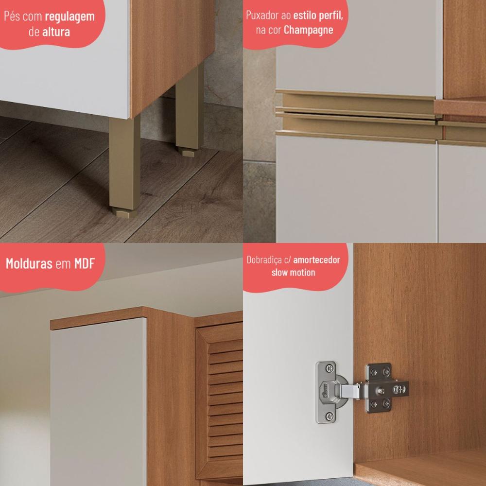 Paneleiro de Cozinha com 2 Portas 40cm Multimóveis CR20400 Freijó/Branco