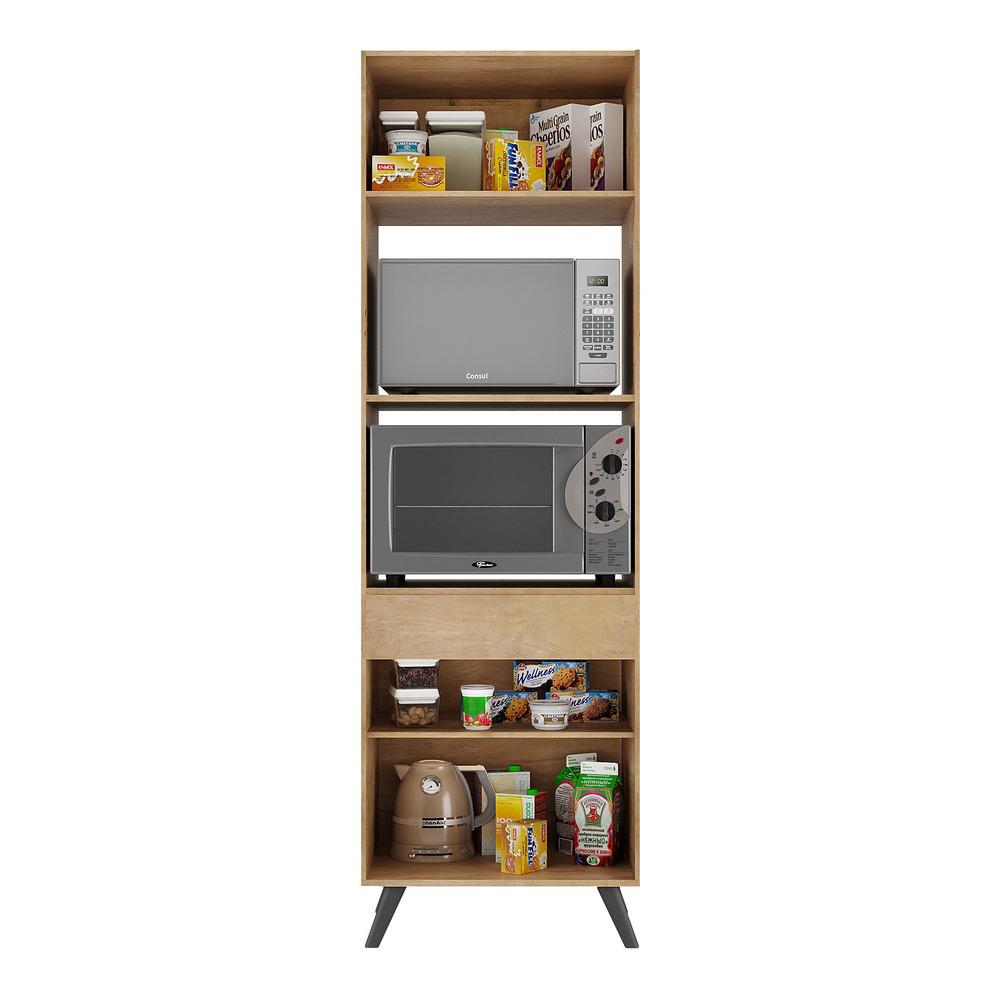 Paneleiro para Forno e Micro 2 Portas 62cm Lisboa Multimóveis MP2126 Rustic/Preto