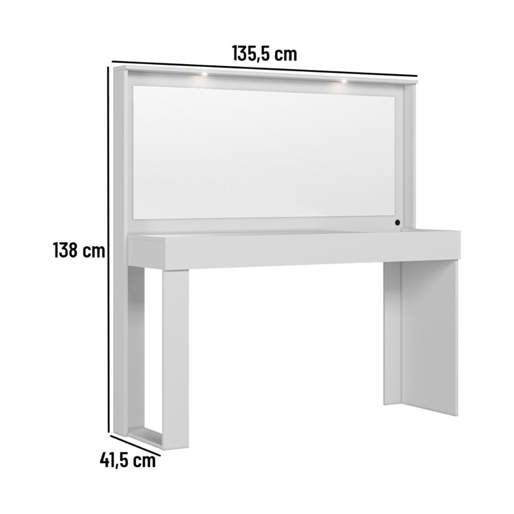 Penteadeira Camarim com Espelho e Luzes LED 135,5cm Multimóveis CR35268 Branco