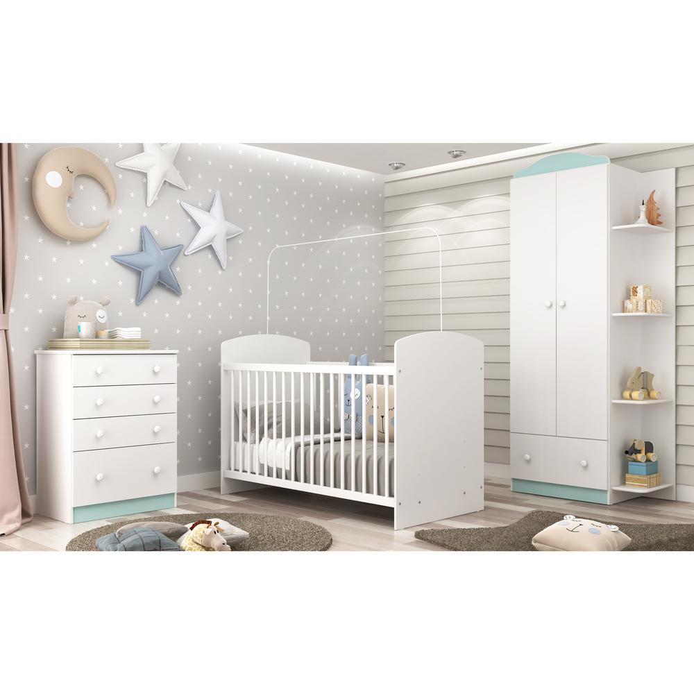 Quarto Completo Guarda-Roupa/Cômoda/Berço Multimóveis João e Maria FG3018 Branco/Colorido