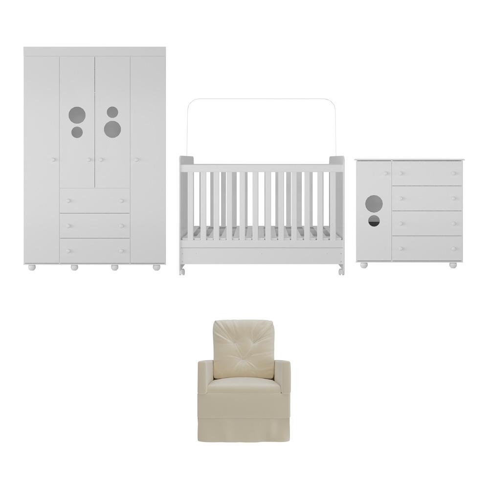 Quarto Completo com Poltrona de Amamentação Pimpolho Multimóveis MP4067 Branco/Bege