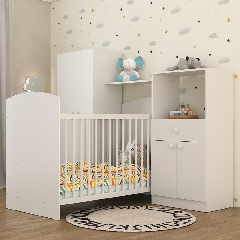 Quarto Infantil Completo com Berço e Armários Gominha Multimóveis BB2869 Branco