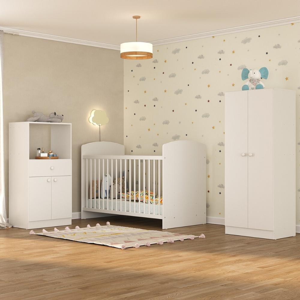 Quarto Infantil Completo com Berço e Armários Gominha Multimóveis BB2869 Branco
