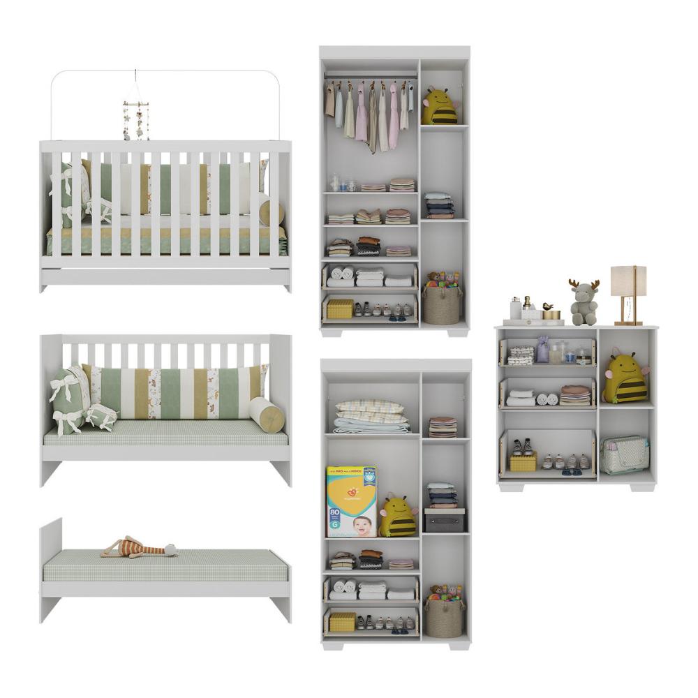 Quarto Infantil Completo com Colchão Incluso Algodão Doce Multimóveis MP4253 Branco