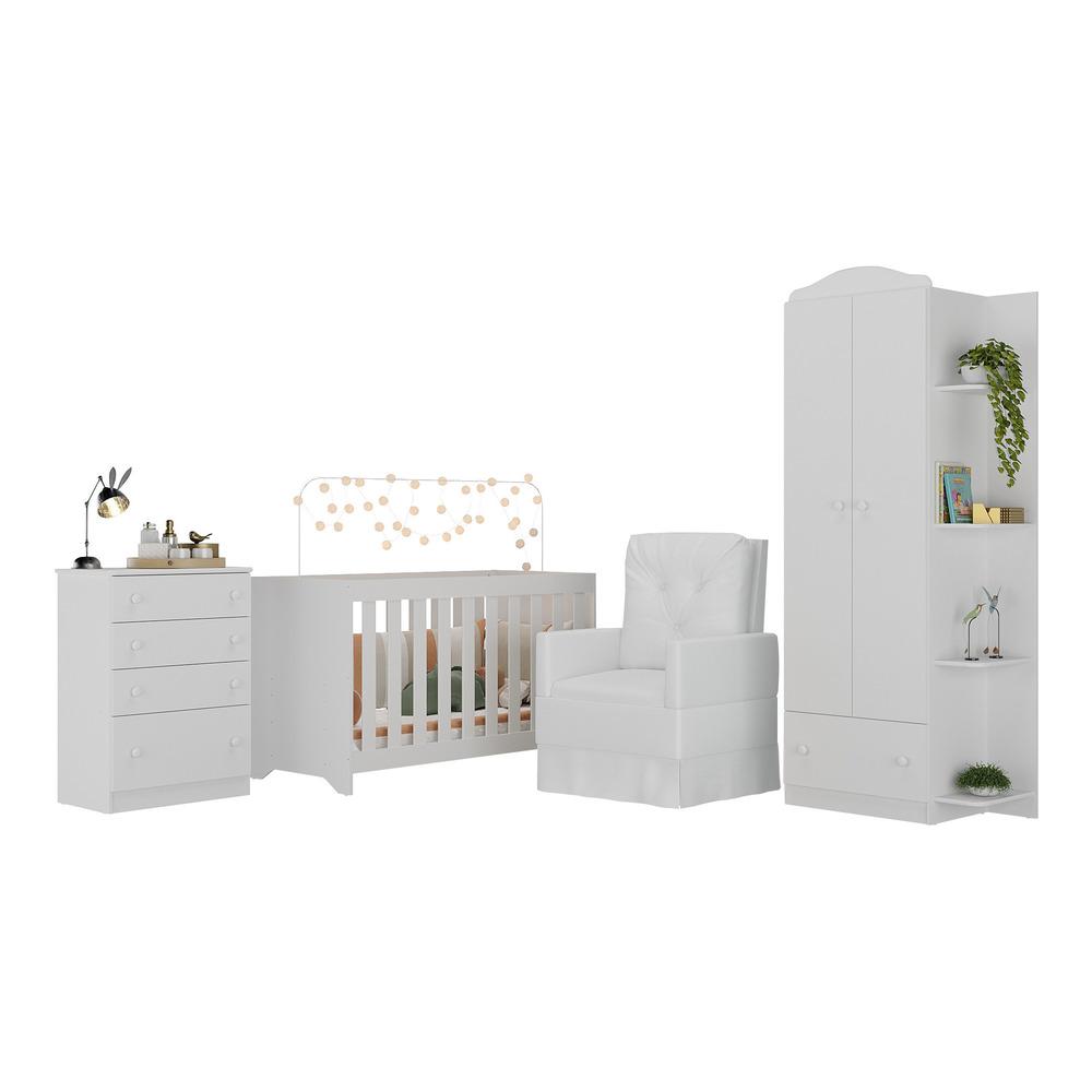 Quarto Infantil Completo com Poltrona de Amamentação Multimóveis MP4074 Branco