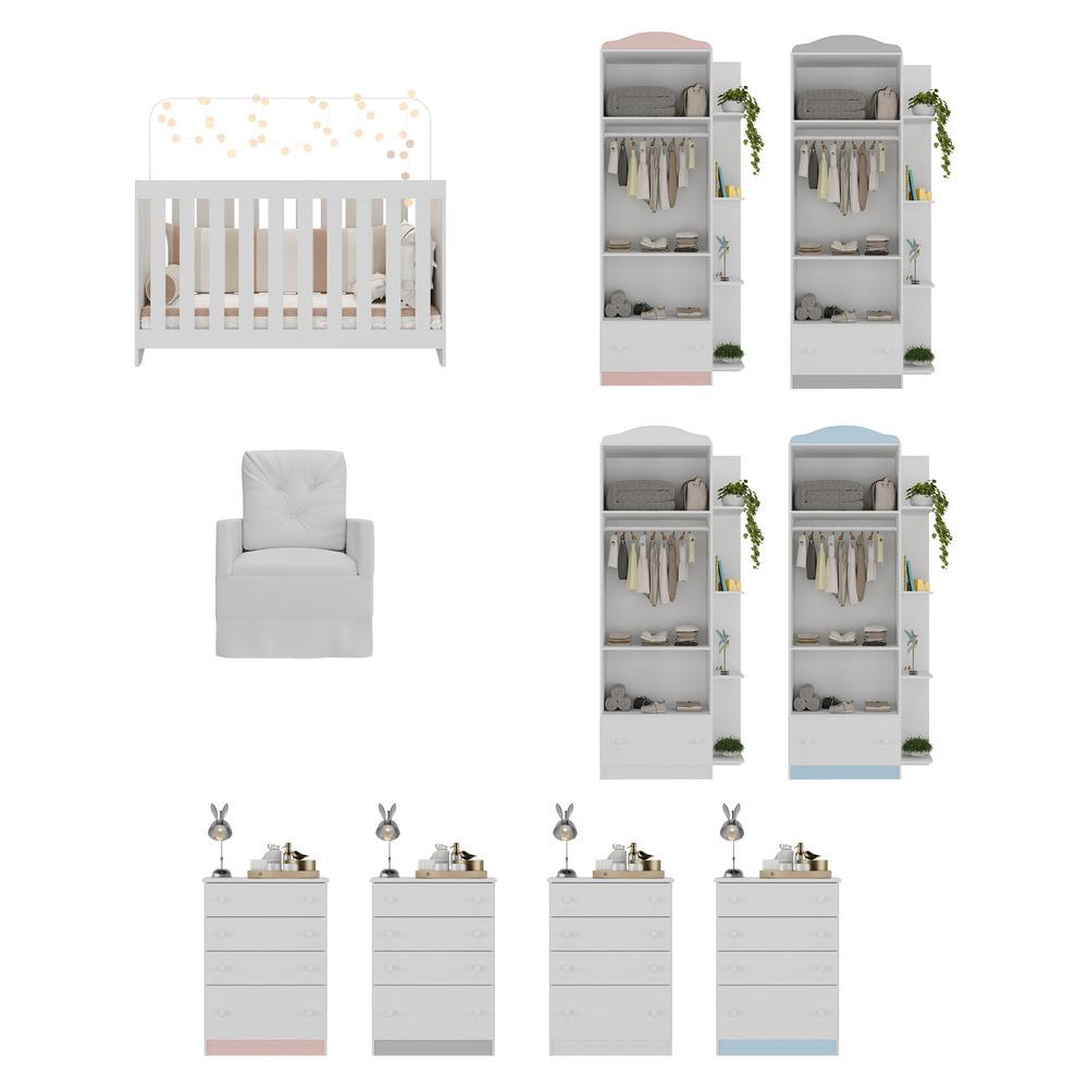 Quarto Infantil Completo com Poltrona de Amamentação Multimóveis MP4074 Branco