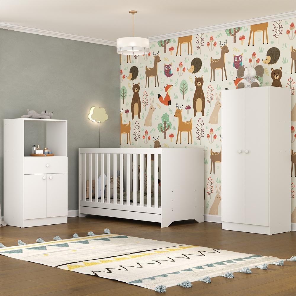Quarto Infantil com Berço 3 em 1 Luíza Multimóveis Branco