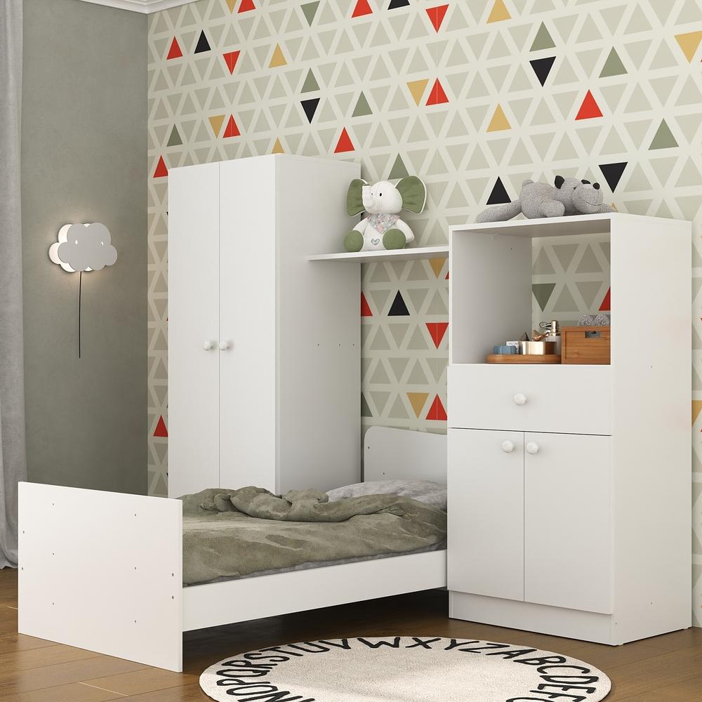 Quarto Infantil com Berço 4 em 1 Sofia Multimóveis Branco
