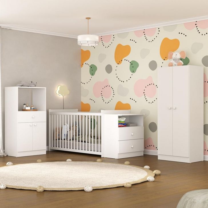 Loja C Moveis e Decoração - Quarto Infantil Adoleta 3pçs Roupeiro+Cômoda+Berço  3 em 1