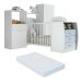 Quarto Infantil com Berço-Cômoda e Colchão Incluso Laura Multimóveis Branco/Azul