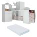 Quarto Infantil com Berço-Cômoda e Colchão Incluso Laura Multimóveis Branco/Rosa