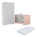 Quarto Infantil com Berço Colchão Incluso e Guarda-Roupas Algodão Doce Multimóveis MP4248 Branco/Rosa
