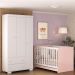 Quarto Infantil com Berço Colchão Incluso e Guarda-Roupas Algodão Doce Multimóveis MP4248 Branco/Rosa