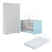 Quarto Infantil com Berço Colchão Incluso e Guarda-Roupas Algodão Doce Multimóveis MP4248 BrancoAzul