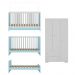 Quarto Infantil com Berço Colchão Incluso e Guarda-Roupas Algodão Doce Multimóveis MP4248 BrancoAzul