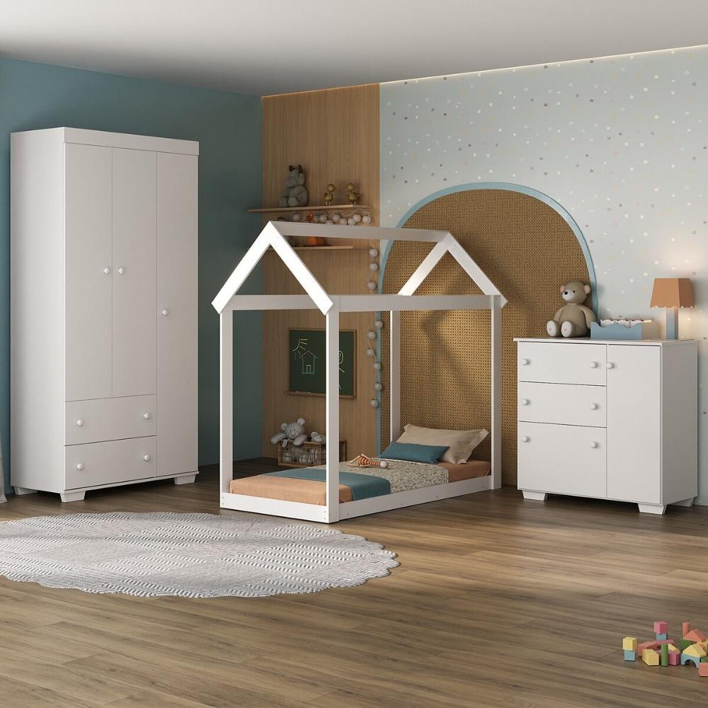 Quarto Infantil com Cama Montessoriana Algodão Doce Multimóveis MX4267 Branco