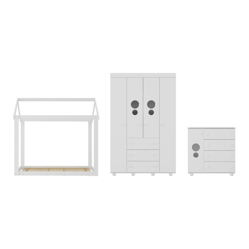 Quarto Infantil com Cama Montessoriana e Colchão Incluso Pimpolho Multimóveis MX4270 Branco