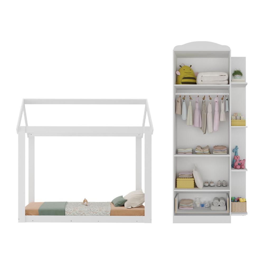 Quarto Infantil com Cama Montessoriana e Guarda-Roupas João e Maria Multimóveis MX4271 Branco
