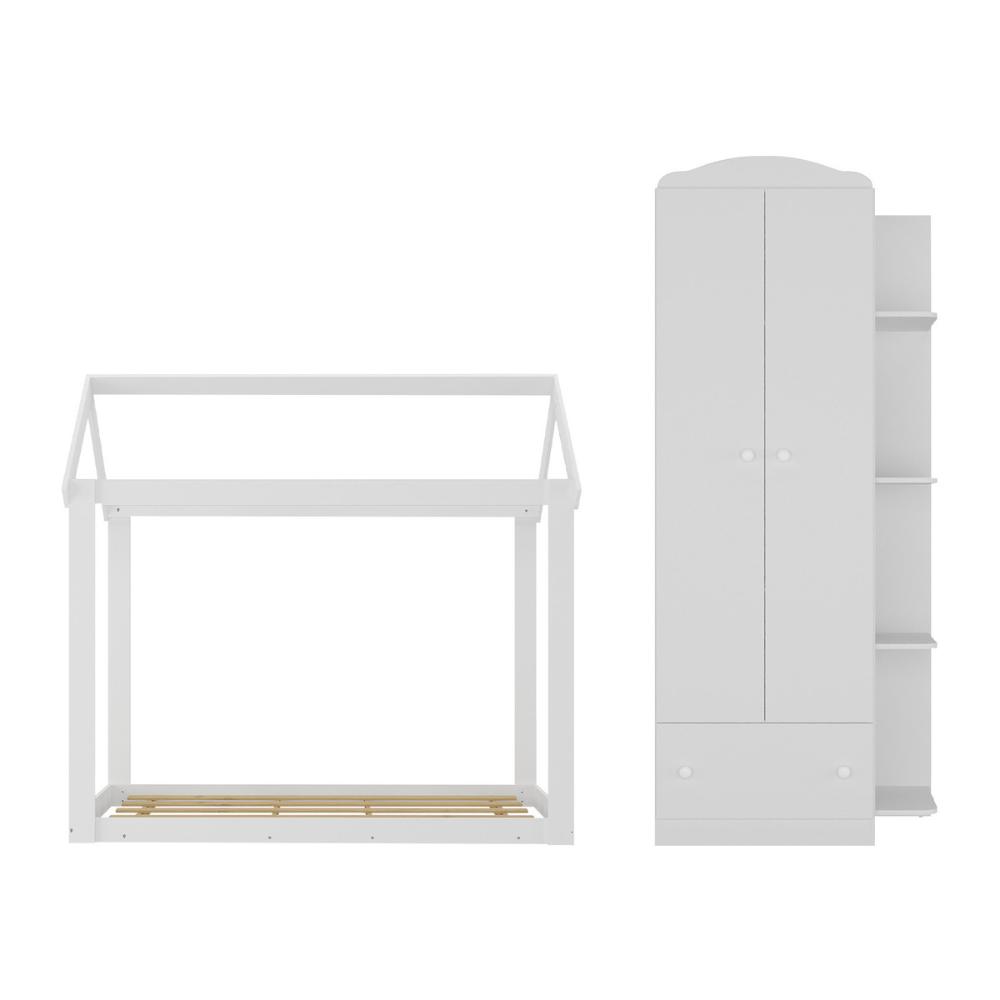 Quarto Infantil com Cama Montessoriana e Guarda-Roupas João e Maria Multimóveis MX4271 Branco