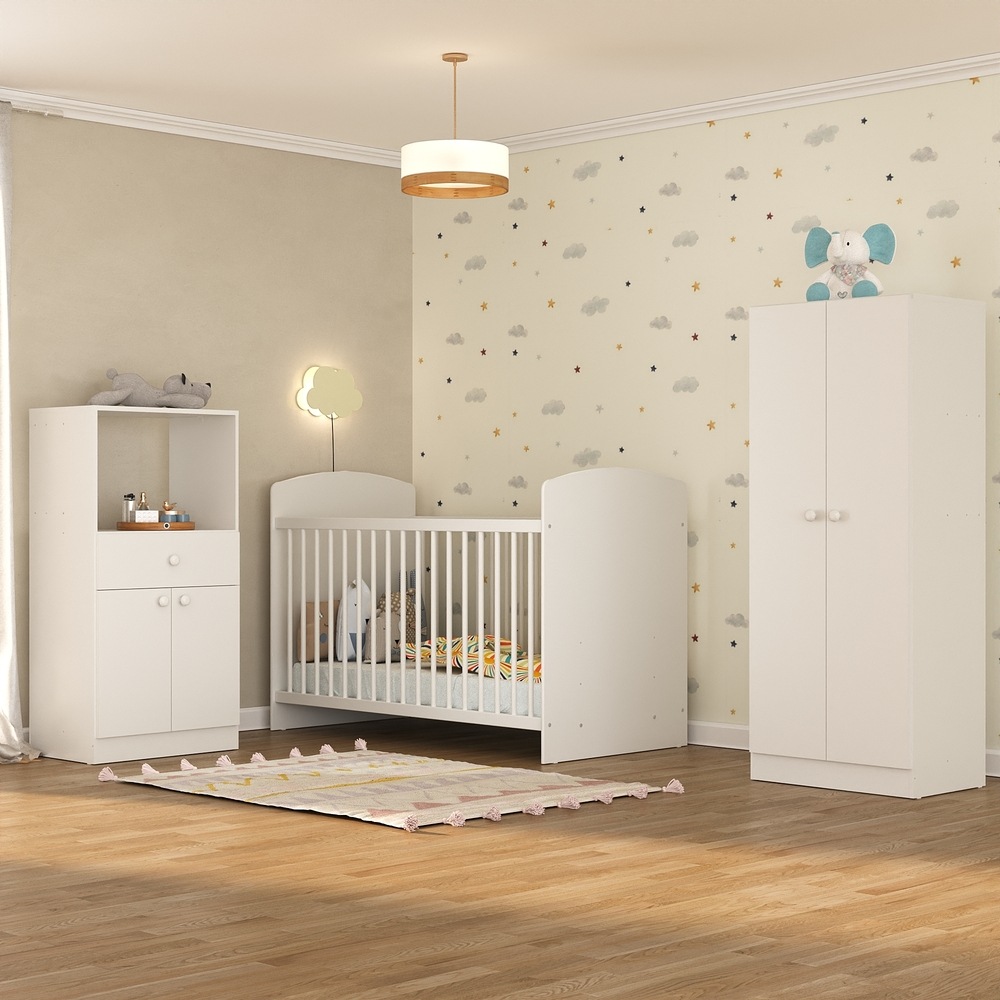 Quarto Infantil com Colchão Incluso Meu Bebê Multimóveis Branco