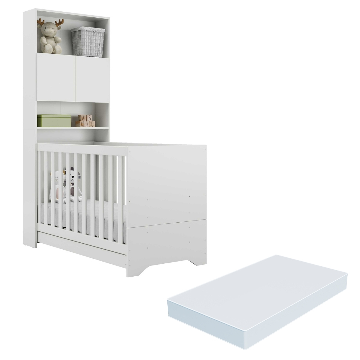 Quarto Infantil com Colchão Incluso Nina Multimóveis Branco